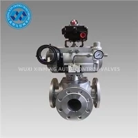 Válvula de bola neumática de 3 vías de acero inoxidable