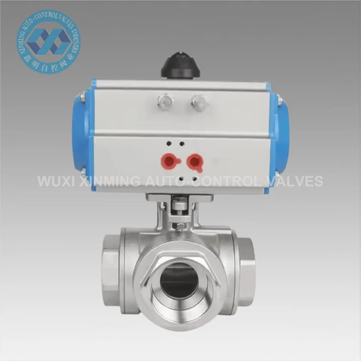 High Performance Three Way Ball Valve With Pneumatic Actuator