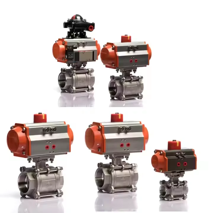 Actuador neumático Hilo interno Acero inoxidable 316 3 PCS Válvula de bola bidireccional neumática
