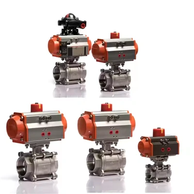 Actuador neumático Hilo interno Acero inoxidable 316 3 PCS Válvula de bola bidireccional neumática
