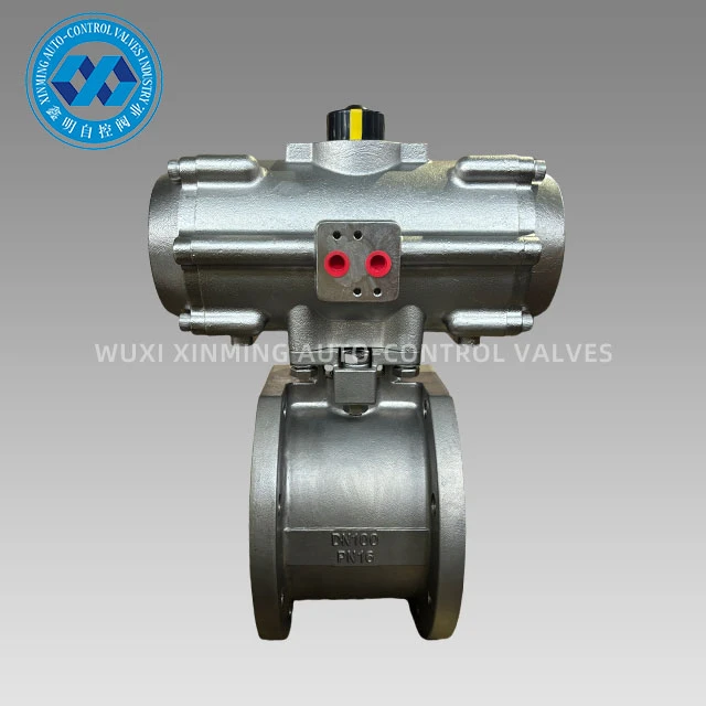 Válvula de bola tipo oblea de acero inoxidable con actuador neumático